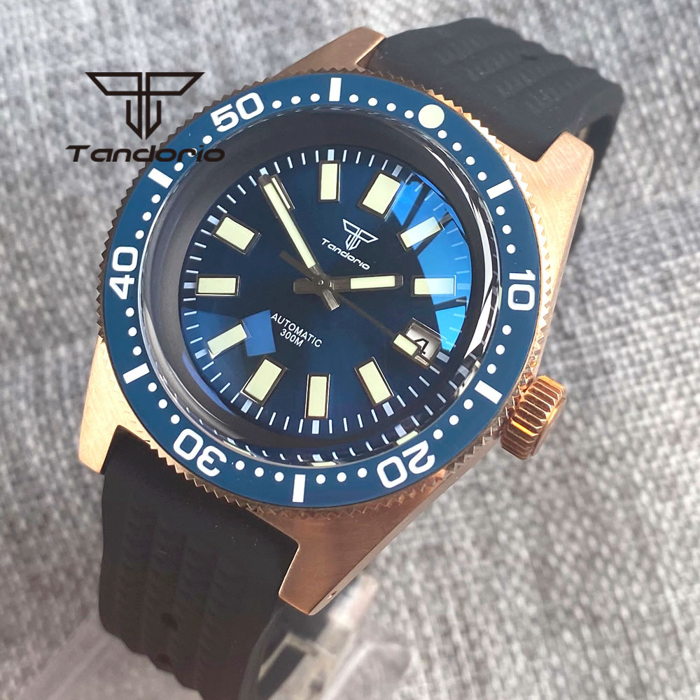 Rubber Strap Diver - タンリオ62-ソリッドブロンズウォッチ,ブロンズ,41mm,p5000,nh35a,30バー,グレー/ブラック/ブルー,サファイアクリスタルラバーストラップ