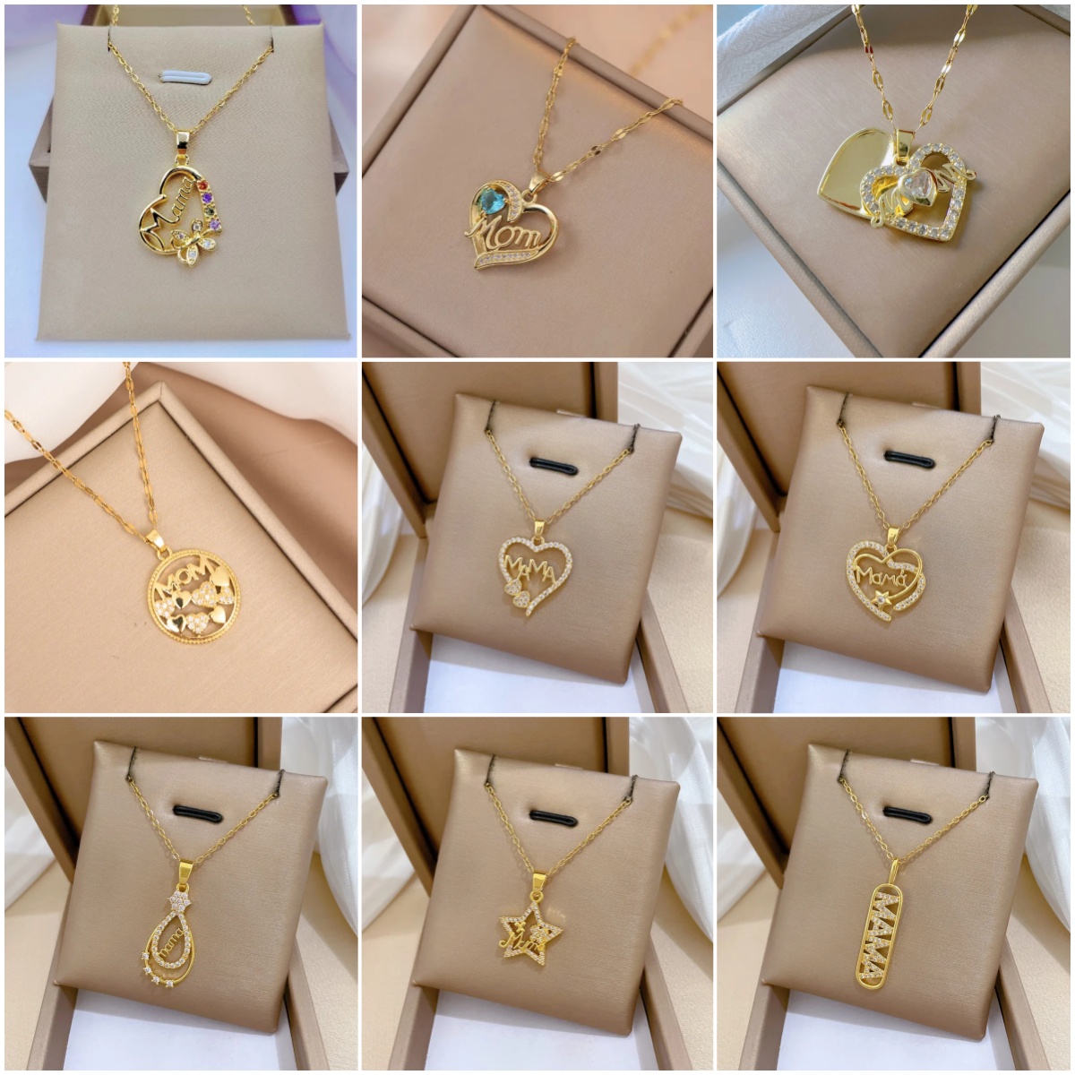 Butterfly Clasp Deployant - マルチカラークリスタルハートママレターペンダントネックレス女性ママ蝶チョーカーステンレス鋼ジュエリー母の日ギフト