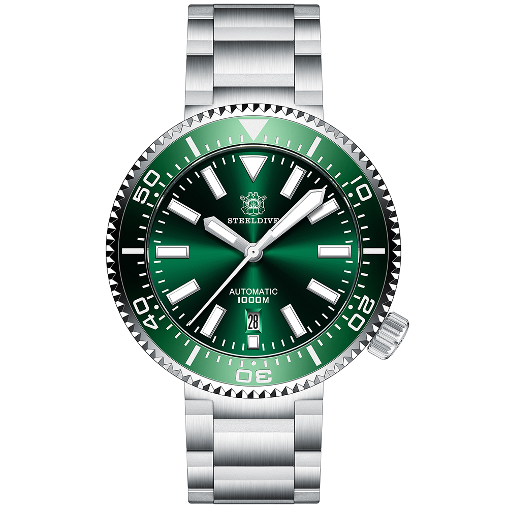Seiko Watch Prospex - STEELDIVE メンズ自動腕時計ダイバーウォッチ 1000 メートル防水機械式腕時計ビッグダイヤル発光サファイアセラミズベゼル