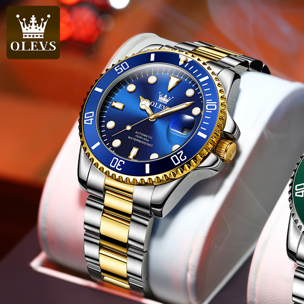 Rolex Watch Submariner - OLEVS 6650 メンズ腕時計クラシックオリジナル自動機械式時計男性用ジルコンスケール防水発光ステンレス鋼リロイ