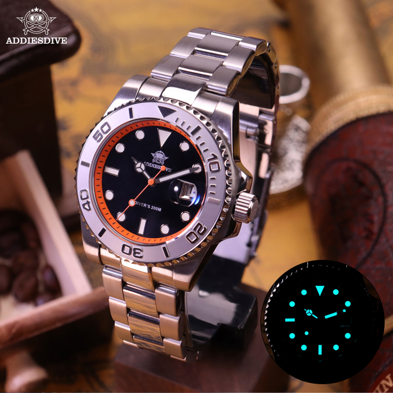 Rolex Watch Submariner - ADDIESDIVE メンズダイバーズウォッチ 200m防水 BGW9スーパールミナスセラミックベゼル スタイリッシュなメンズステンレススチールクォーツウォッチ