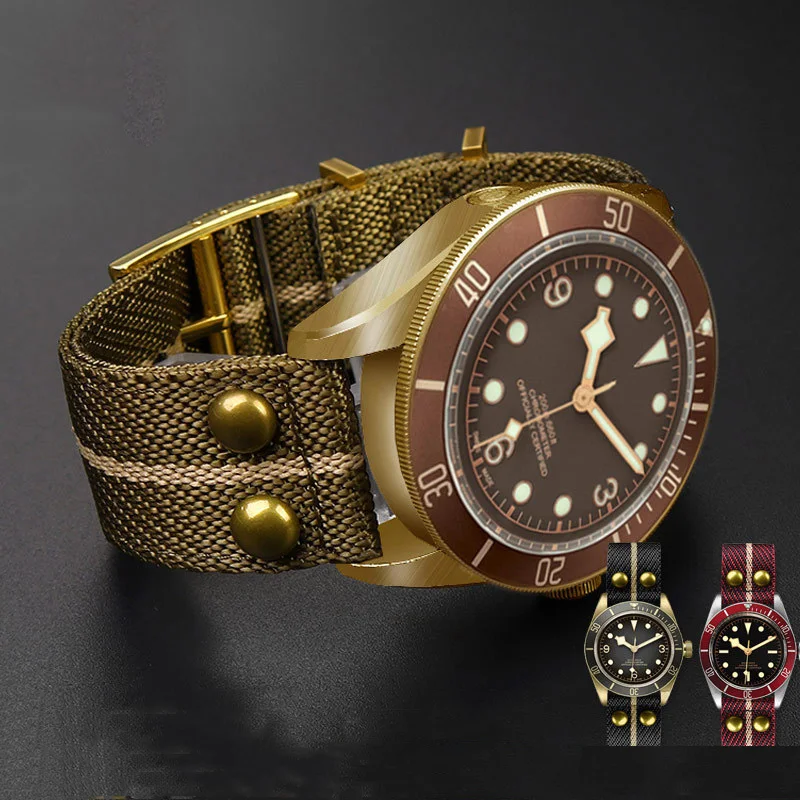 スタッキングリベット付きナイロンウォッチバンド,レトロウォッ - Nato Strap Nylon のレビューと価格