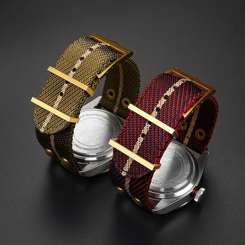 スタッキングリベット付きナイロンウォッチバンド,レトロウォッ - Nato Strap Nylon のレビューと価格