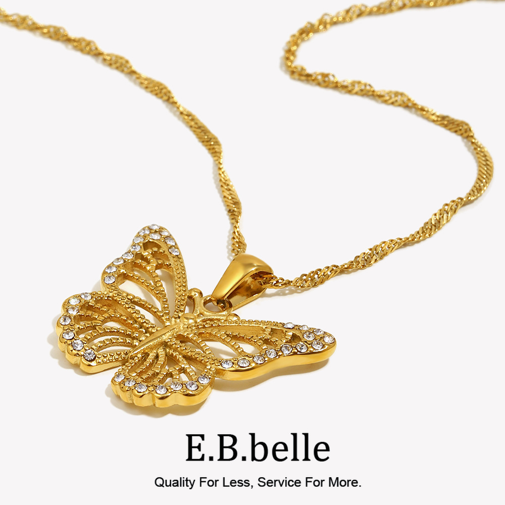 E.b. ベルステンレススチールバタフライペンダントネックレ - Butterfly Clasp Deployant のレビューと価格