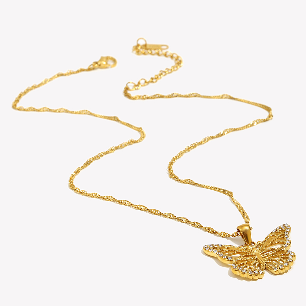 E.b. ベルステンレススチールバタフライペンダントネックレ - Butterfly Clasp Deployant のレビューと価格