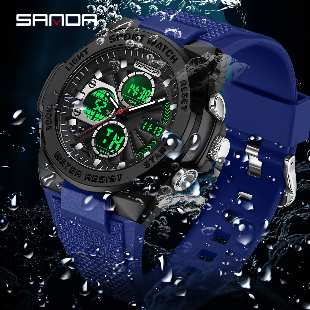 サンダ3378 男女兼用クォーツ時計 多機能スポーツデジタル - Rubber Strap Diver のレビューと価格