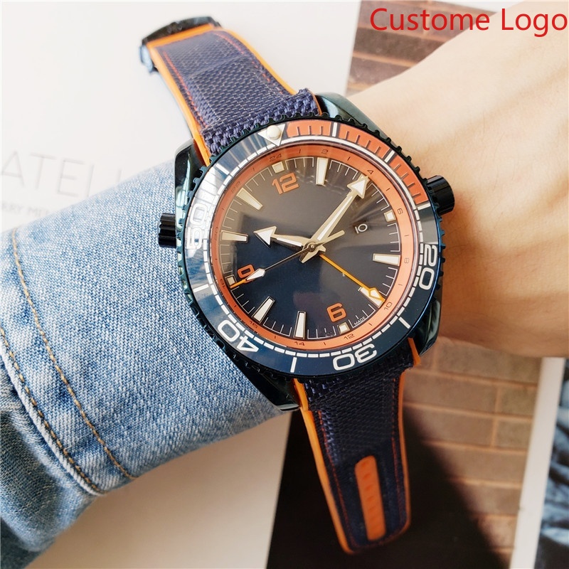 メンズGMTダイビングウォッチ、ブルーとオレンジのツートンベ - Rubber Strap Diver のレビューと価格