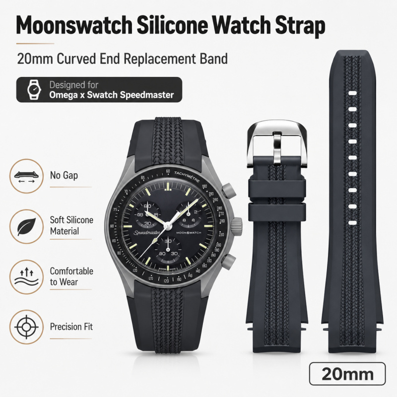 20mm カーブエンド ノーギャップ シリコン製腕時計ストラ - Omega Watch Speedmaster のレビューと価格